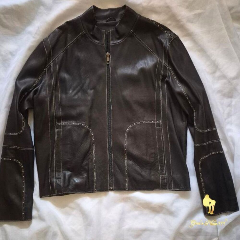 Men Sergio Beninni Milan Italian Soft Butter Lamb Skin 100% Leather Jacket 3XL